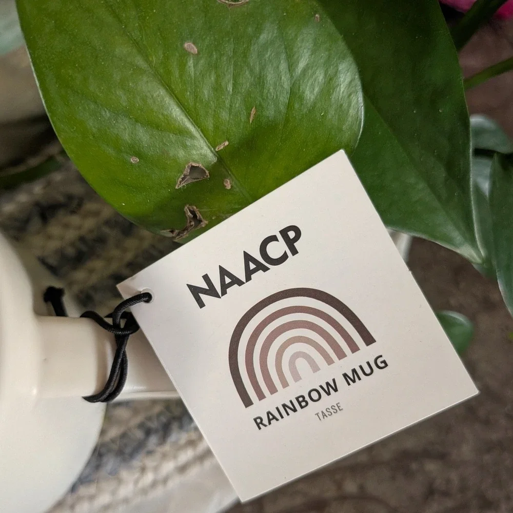 Williams Sonoma NAACP Rainbow Mug Neutral Boho Ceramic NWT